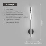 Applique Murale Led Design Élégant Intérieur. Black Length120Cm / Cool White Chambre