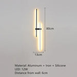 Applique Murale Led Design Élégant Moderne. B-80Cm-Blanc / Intensité Variable Chambre