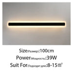 Applique Murale Led Design Élégant Moderne Noir L100Cm 39W / Blanc Chaud (2700-3500K) Chambre