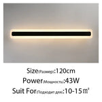 Applique Murale Led Design Élégant Moderne Noir L120Cm 43W / Blanc Froid (5 500-7 000 K). Chambre