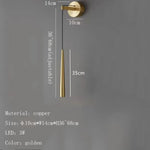 Applique Murale Led Design Minimaliste Cuivre. Or / 3 Modifiables Chambre