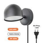 Applique Murale Led Design Moderne Tactile Élégant Prise Ue Noire / Lumière Chaude 3000K Chambre