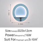 Applique Murale Led Design Scandinave Élégant. Bleu Rond 16W / Blanc Froid (5 500-7 000 K).