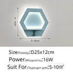 Applique Murale Led Design Scandinave Élégant. Pentagone Bleu 16W / Blanc Chaud (2700-3500K)