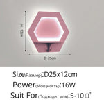 Applique Murale Led Design Scandinave Élégant. Pentagone Rose 16W / Blanc Froid (5 500-7 000