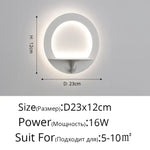 Applique Murale Led Design Scandinave Élégant. Ronde Blanche 16W / Blanc Froid (5 500-7 000 K).