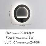Applique Murale Led Design Scandinave Élégant. Ronde Noire 16W / Blanc Froid (5 500-7 000 K).