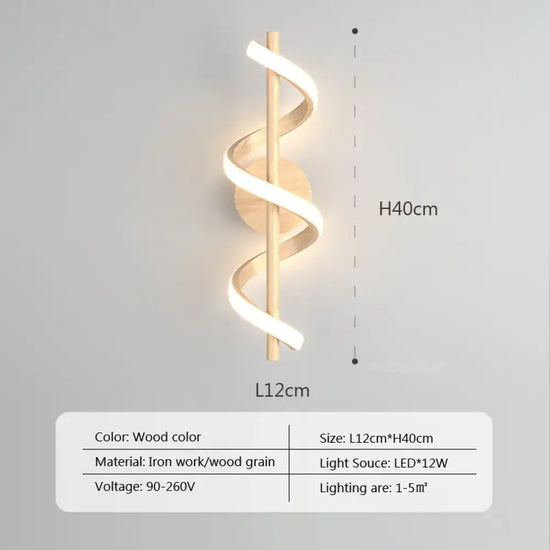 Applique Murale Led Design Scandinave Minimaliste Couleur Du Bois / Blanc Froid Chambre