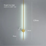 Applique Murale Led Dorée Minimaliste Élégante. 120 Cm / Lumière Chaude 3000K Chambre