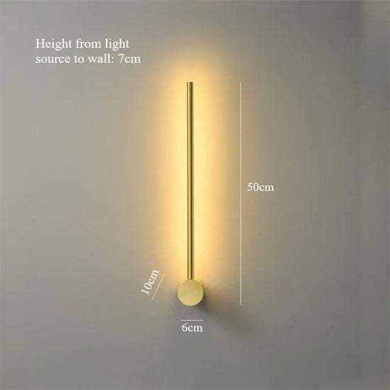 Applique Murale Led Dorée Minimaliste Élégante. 50Cm / Lumière Chaude 3000K Chambre