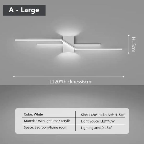 Applique Murale Led Élégante Design Contemporain Typea Blanc 120Cm / Chaud Chambre