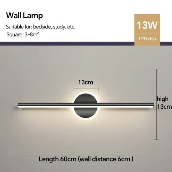 Applique Murale Led Élégante Design Contemporain Typea Noir 60Cm / Tricolore Blanc Chambre