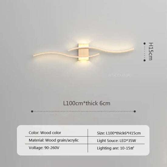 Applique Murale Led Élégante Design Minimaliste A-Couleur Bois / Blanc Chaud Applique Chambre