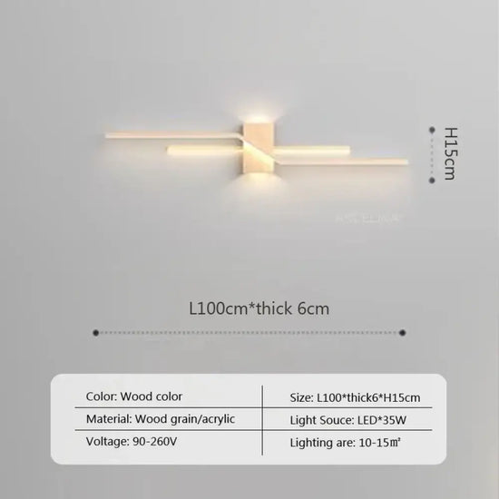Applique Murale Led Élégante Design Minimaliste Couleur B-Bois / Blanc Chaud Applique Chambre