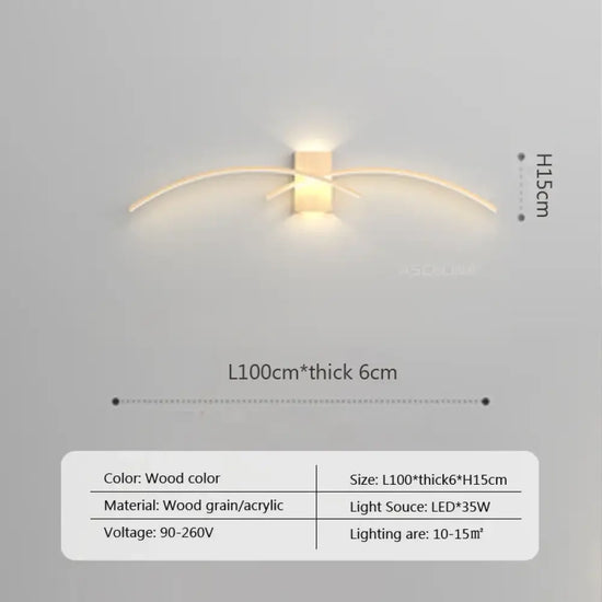 Applique Murale Led Élégante Design Minimaliste Couleur C-Bois / Blanc Chaud Applique Chambre