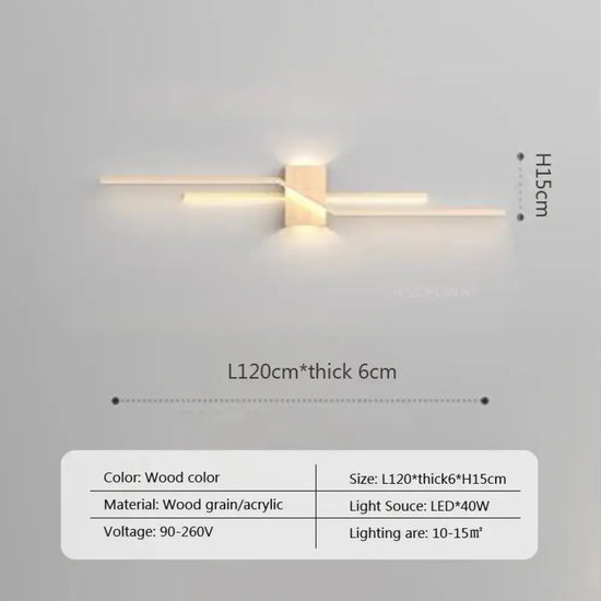 Applique Murale Led Élégante Design Minimaliste Couleur F-Bois / Blanc Chaud Applique Chambre