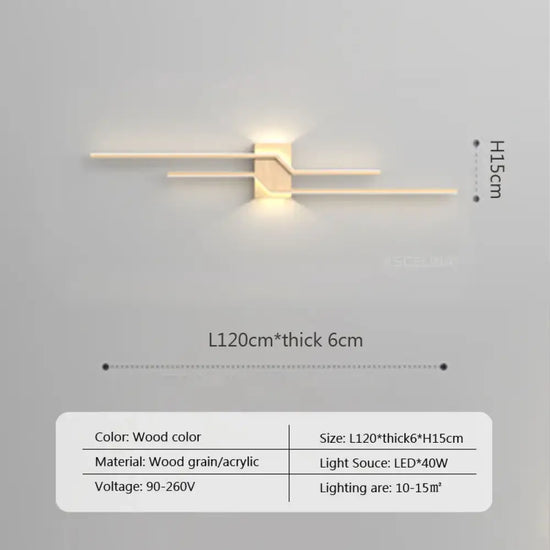 Applique Murale Led Élégante Design Minimaliste Couleur H-Bois / Blanc Chaud Applique Chambre