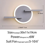 Applique Murale Led Élégante Design Salon Chambre. Gris Rond 6W / Blanc Chaud (2700-3500K) Chambre