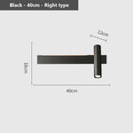 Applique Murale Led Élégante Minimaliste Design. L40Cm-Noir-Droite / 3 Couleurs Modifiables Chambre