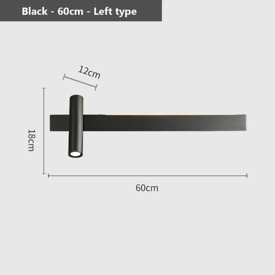 Applique Murale Led Élégante Minimaliste Design. L40Cm - Noir Gauche 1 / 3 Couleurs Modifiables