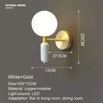 Applique Murale Led Élégante Minimaliste Scandinave Or Blanc Chambre
