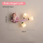 Applique Murale Led G4 Chambre Enfant Design Ange Rose Gauche / 3 Température De Couleur Applique