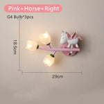 Applique Murale Led G4 Chambre Enfant Design Cheval Rose À Droite / 3 Température De Couleur