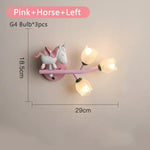 Applique Murale Led G4 Chambre Enfant Design Cheval Rose À Gauche / 3 Température De Couleur