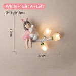 Applique Murale Led G4 Chambre Enfant Design Fille Blanche A Gauche / 3 Température De Couleur