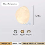 Applique Murale Led Moderne Design Épuré Lunaire Diamètre 18 Cm / 3 Température De Couleur C.a.