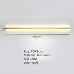 Applique Murale Led Moderne Design Minimaliste Élégant 100Cm-Or / Lumière Naturelle Chambre