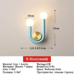 Applique Murale Led Nordique Design Élégant U. B-Bleu / Blanc Chaud Chambre