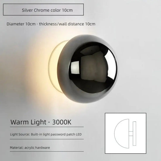 Applique Murale Led Nordique Élégante Minimaliste Chrome-10Cm / Blanc Chaud Chambre
