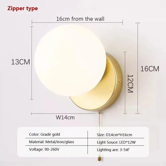 Applique Murale Led Nordique Élégante Minimaliste Design Fermeture Éclair Dorée Wl655 / Blanc