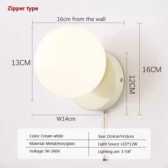 Applique Murale Led Nordique Élégante Minimaliste Design Wl655 Fermeture Éclair Blanche / Blanc