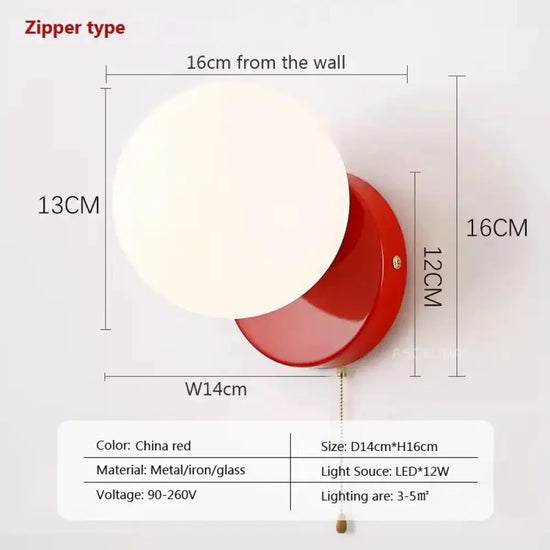 Applique Murale Led Nordique Élégante Minimaliste Design Wl655 Fermeture Éclair Rouge / Blanc