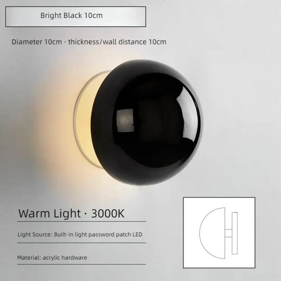 Applique Murale Led Nordique Élégante Minimaliste Noir-10Cm / Blanc Chaud Chambre