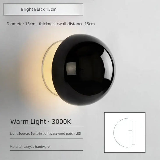 Applique Murale Led Nordique Élégante Minimaliste Noir-15Cm / Blanc Chaud Chambre