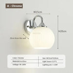 Applique Murale Led Rétro Design Sphérique Élégante Wl023G001A Chromé / Blanc Froid Chambre