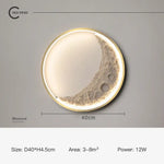 Applique Murale Led Scandinave Minimaliste Lunaire Or-40Cm / Lumière Blanche Applique Chambre