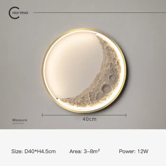 Applique Murale Led Scandinave Minimaliste Lunaire Or-40Cm / Lumière Blanche Applique Chambre