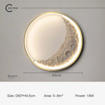Applique Murale Led Scandinave Minimaliste Lunaire Or-60Cm / Gradation Rc Applique Chambre