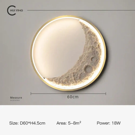 Applique Murale Led Scandinave Minimaliste Lunaire Or-60Cm / Gradation Rc Applique Chambre
