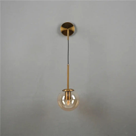 Applique Murale Led Vintage Design Élégant Verre Ambre Doré / Diamètre Boule 15Cm Chambre