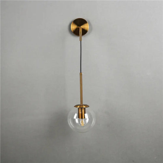 Applique Murale Led Vintage Design Élégant Verre Doré Transparent / Diamètre Boule 15Cm Chambre