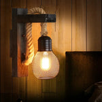 Applique Murale Loft Industriel Bois Et Corde Chambre