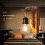 Applique Murale Loft Industriel Bois Et Corde Chambre