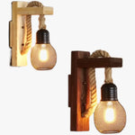 Applique Murale Loft Industriel Bois Et Corde Chambre