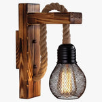 Applique Murale Loft Industriel Bois Et Corde Chambre