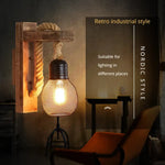 Applique Murale Loft Industriel Bois Et Corde Chambre